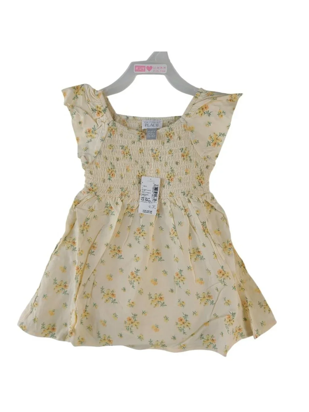 NEW The Children's Place Yellow Floral Baby Dress w/ Bloomers 12-18 Mo Ruffles